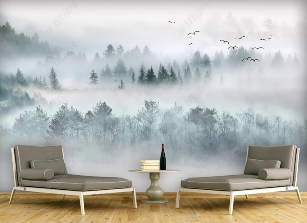 Papier peint intissé brouillard brume de forêt poster géant 150x105
