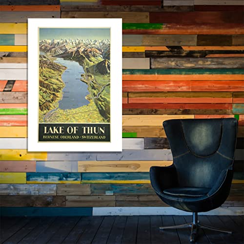 Affiche lac de Thun Suisse cadeau idéal grand format avec cadre