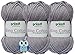 Produktbild 3x50g Gründl King Cotton Häkelgarn Strickgarn inkl. 1 Holz Eulenknopf (Hellgrau 28)