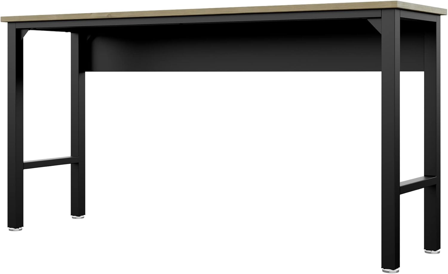 Manhattan Comfort Fortress 72.4" Garage Table with Wood Tabletop, Freestanding Heavy-Duty Workbench, Utility Work Table for Workshop, Basement, Commercial, Office, Industrial in Charcoal Gray