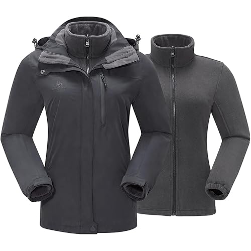 CAMEL CROWN Women's Waterproof Ski Jacket 3 in 1 Winter Coat Windbreaker Snowboard Jackets for Rain Snow Outdoor Hiking