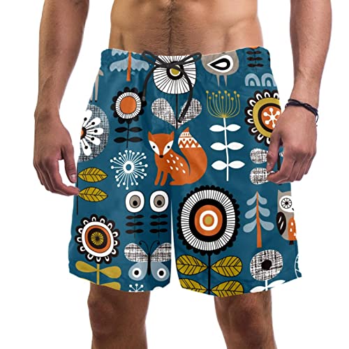 Maillots de bain pour hommes séchage rapide imprimé hibou fleurs