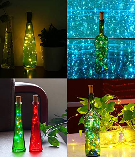 Techong 8 Pack Bottle Lights - 20 Leds Cork String Lights For Wine Bottles, 6.5Ft (2M) Silver Copper Wire Fairy Lights For Parties, Birthday, Wedding, Christmas Diy Indoor/Outdoor Decoration #TOP4