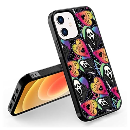 TRADAY Horror Halloween Phone Case Spooky iPhone Case Compatible with iPhone 12/12Pro Cute Goth Skull Case Scary Ghost Designed Colourful