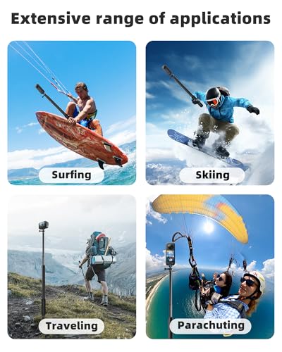 118" Extra Long Selfie Stick,10ft Invisible Selfie Stick,Aluminum Compatible with Insta360 X5/X4/X3 ONEX2/RS,Gopro,DJI Osmo Action 5/3,Cell Phone,with Wireless Remote,Phone Holder and Storage Bag — view 4