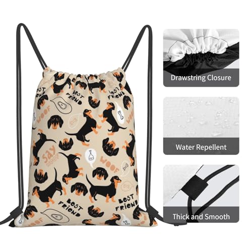 YOFIEN Dackel 3 Wasserfester Rucksack mit Kordelzug für Damen und Herren, Sport- und Fitnessstudio-Sackpack