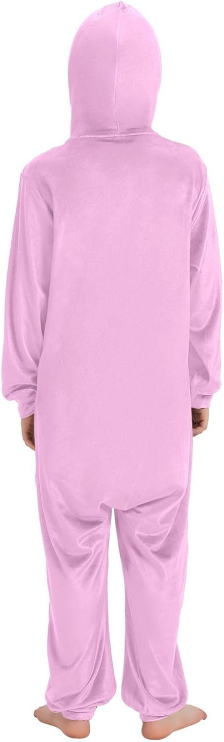 ODAWA Warm One-piece Pajamas Periwinkle One Piece Winter PJs with Hood Long Sleeve Zip Up Homewear 4T