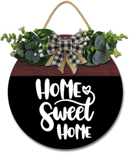 Home Sweet Home - Letrero para decoración de puerta delantera, colgador de madera, arte de pared, para colgar en la puerta, primavera, verano,