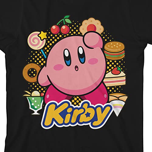 Kirby Circle of Food Boy's Black T-Shirt2