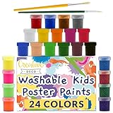 pinturas temperas para niños precio EXPANDE TU CREATIVIDAD - Nuestro set de pintura es perfecto para desarrollar la imaginación y la creatividad de los niños mayores de 3 años, ya que es fácil y seguro de usar. Gracias a los 24 colores básicos, fluorescentes, brillantes y metálicos los pequeños artistas podrán crear proyectos de arte bonitos y llamativos, ¡y se divertirán mucho!