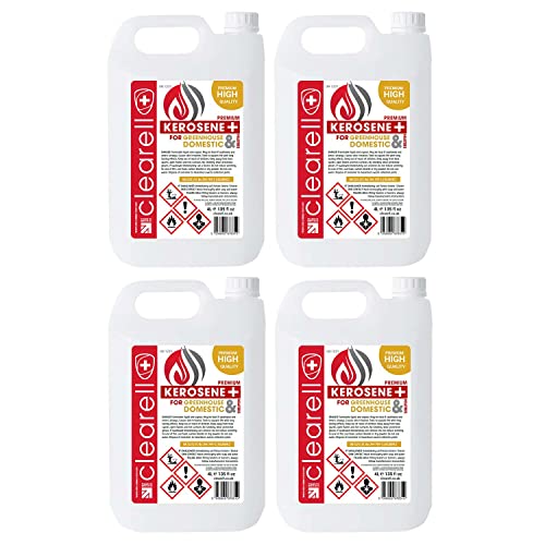 Clearell 16L | Pack of 4 | 16 Litres Premium Quality Kerosene Paraffin Heater Heating Oil Fuel | Compliant to BS2869C2