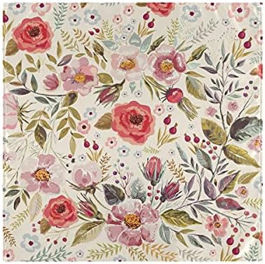 Floral Cloth Napkins Set of 6, Vintage Flower Fall Polyester Kitchen Dinner Napkins Washable for Holiday Festive Party New Years Wedding Decor