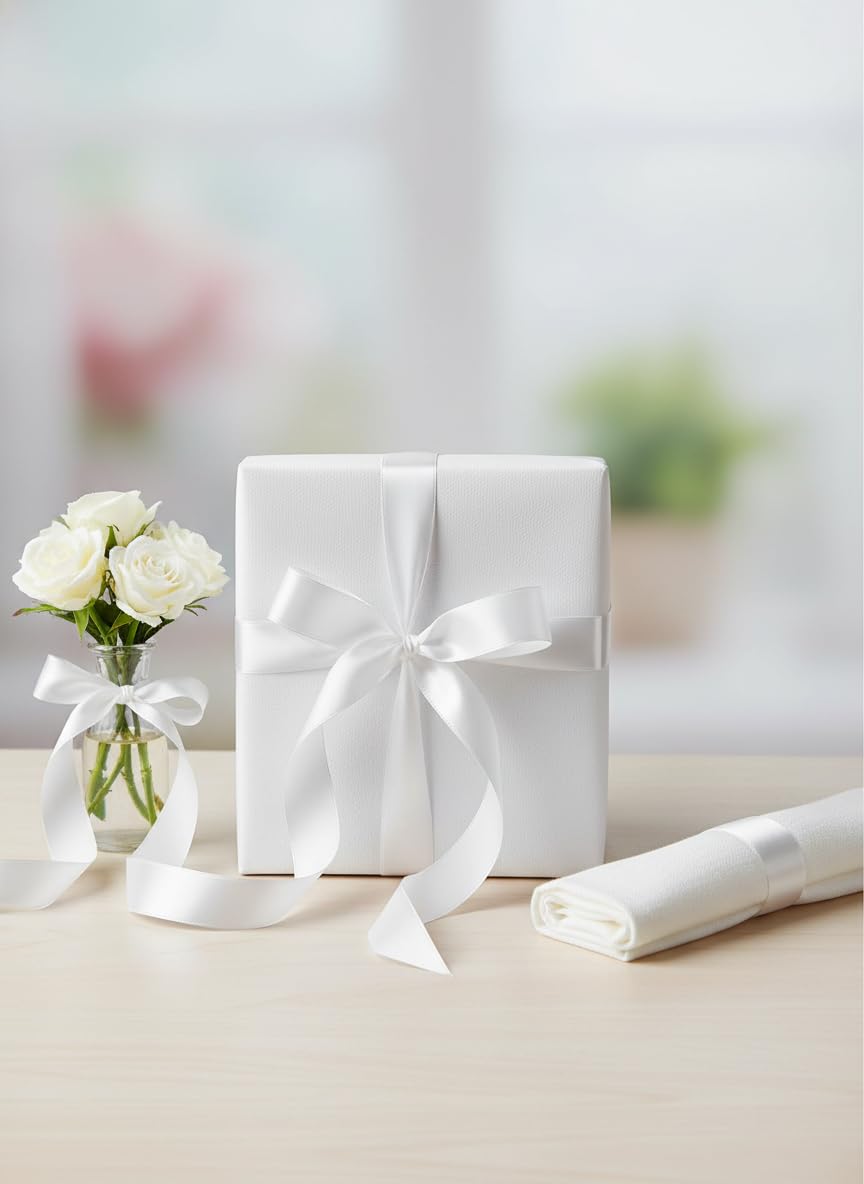 Finesse Satin Ribbon Decoration, Gift Wrapping, Multi-Purpose Use (White, Size : 2 Inch, Packing : 22 Mtrs) 1