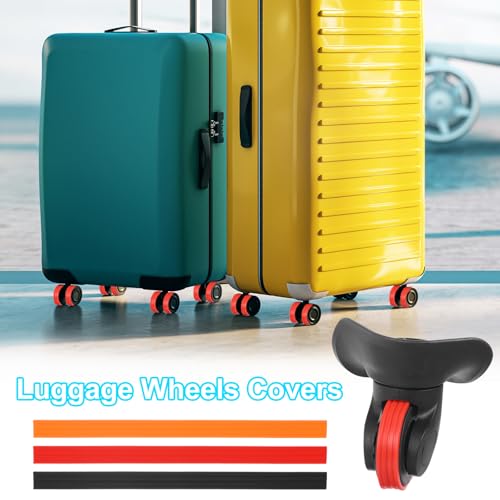 uxcell 2Pcs Luggage Wheels Covers, Anti-Noise Luggage Wheel Silent Protector Covers for Luggage Suitcases or Office Chairs Caster, Red4