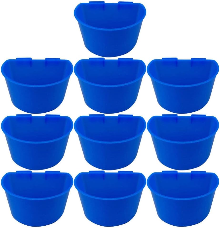 POPETPOP Thick Plastic Pigeon Feeder Water Bowl with Hook Semicircle Design Lightweight Easy Clean 4.33 Inch Cage Hanging Food Cup