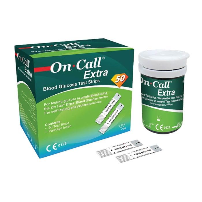 On Call Extra Blood Glucose Test Strips (50 Tests/Vial)