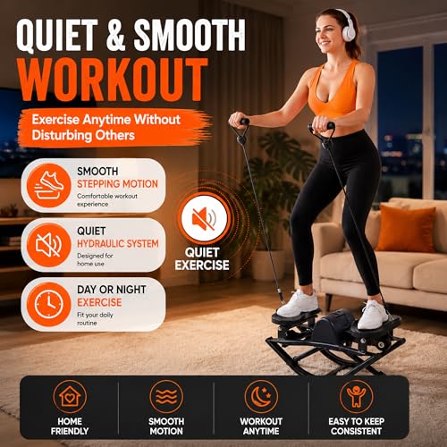 Image of Lhanel Rock Stepper for Home Workout, Low-Impact Side Stepper with Resistance Bands, Side-to-Side Mini Stepper for Cardio, Weight Loss & Full Body Exercise