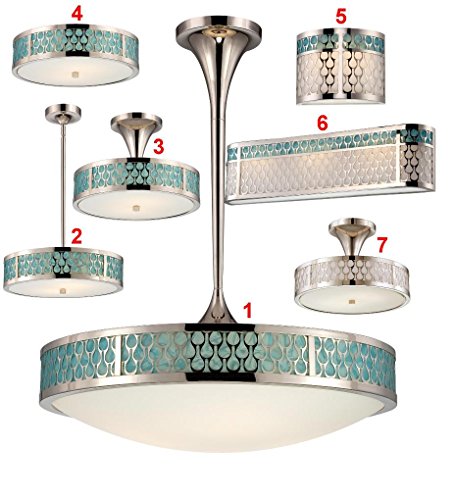 LED Raindrop Lighting Group Collection Pendant Lights Wall Sconce Vanity Aqua Marine - Blue Green Turquoise Nickel & White Glass -Option=26"Vanity
