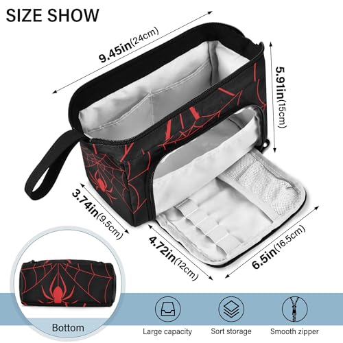 Image of Red Spider and Spider Web Halloween Pencil Case Large Capacity Pencil Pouch Bag Zipper Storage Stationery Bag for Office College School