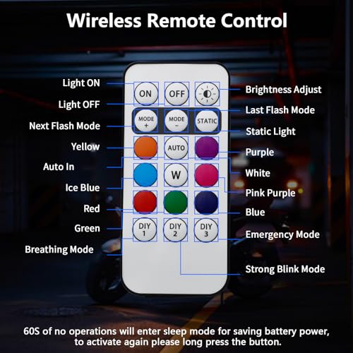 Lecart LECART-266 4 Pcs Magnetic Led Strobe Lights With Remote Control 8 Colors Wireless Led Anti Collision Lights Rechargeable Emergency Strobe Warning Flashing Lights For Cars Motorcycle Bike Drone Scooter thumb #7