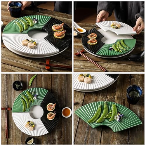 Plato japonés de cerámica para sushi 11 pulgadas verde miniatura 4