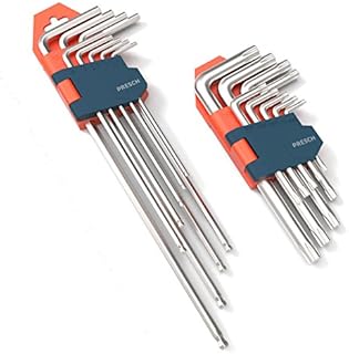 Presch Hex Keys Set 18pcs with Ball End Hex Keys Sets HX & T Star Wrench Set TX - Professional Hexagonal Keys - Metric and with Holder