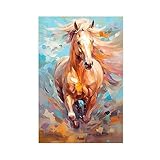 Fyzuf Horse Wall Art Animal Oil Painting On Canvas Poster Horse Cubism Colorful Cute Horses Aesthetic Room Canvas Poster Unframe-style12x18inch(30x45cm)