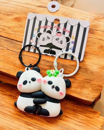Image of Cute Panda Couple Keychain | Bag Charms | Birthday Gift For Girlfriend Boyfriend Husband Wife Boys Girls | Car Bike | Valentine Gift