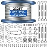 Hezaosth Heavy Duty 56FT Batting Cage Netting Wire Tension Kit Inflatable Batting Cage Cable Kit Net Hanging Kits Batting Cage Frame Kit for Home Backyard Outdoor Baseball and Softball Batting Cage