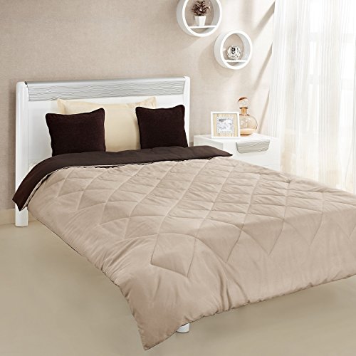 Image of Amazon Brand - Solimo Microfibre Reversible Comforter, Single (Sandy Beige & Walnut Brown, 200 GSM), 50 TC