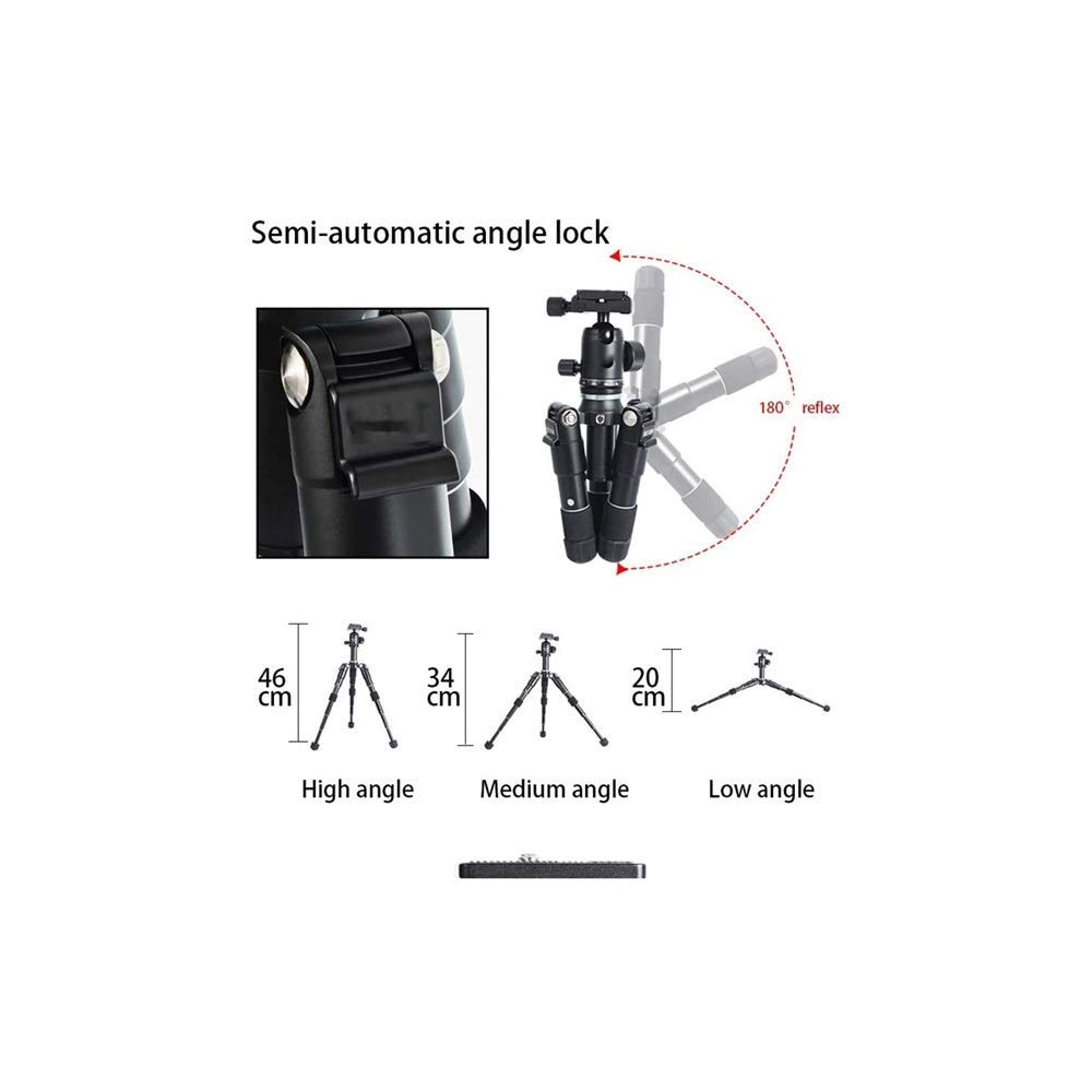 Treppiede da Viaggio per Fotocamera in Alluminio Leggero per DSLR SLR DV con Borsa per Il Trasporto