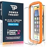 Power Theory compatible with iPhone 15 Plus Screen Protector Tempered Glass, [Benefits American Cancer Society], 9H Hardness, Easy Install Kit, 99% HD Bubble Free Clear, Case Friendly, 2 Pack
