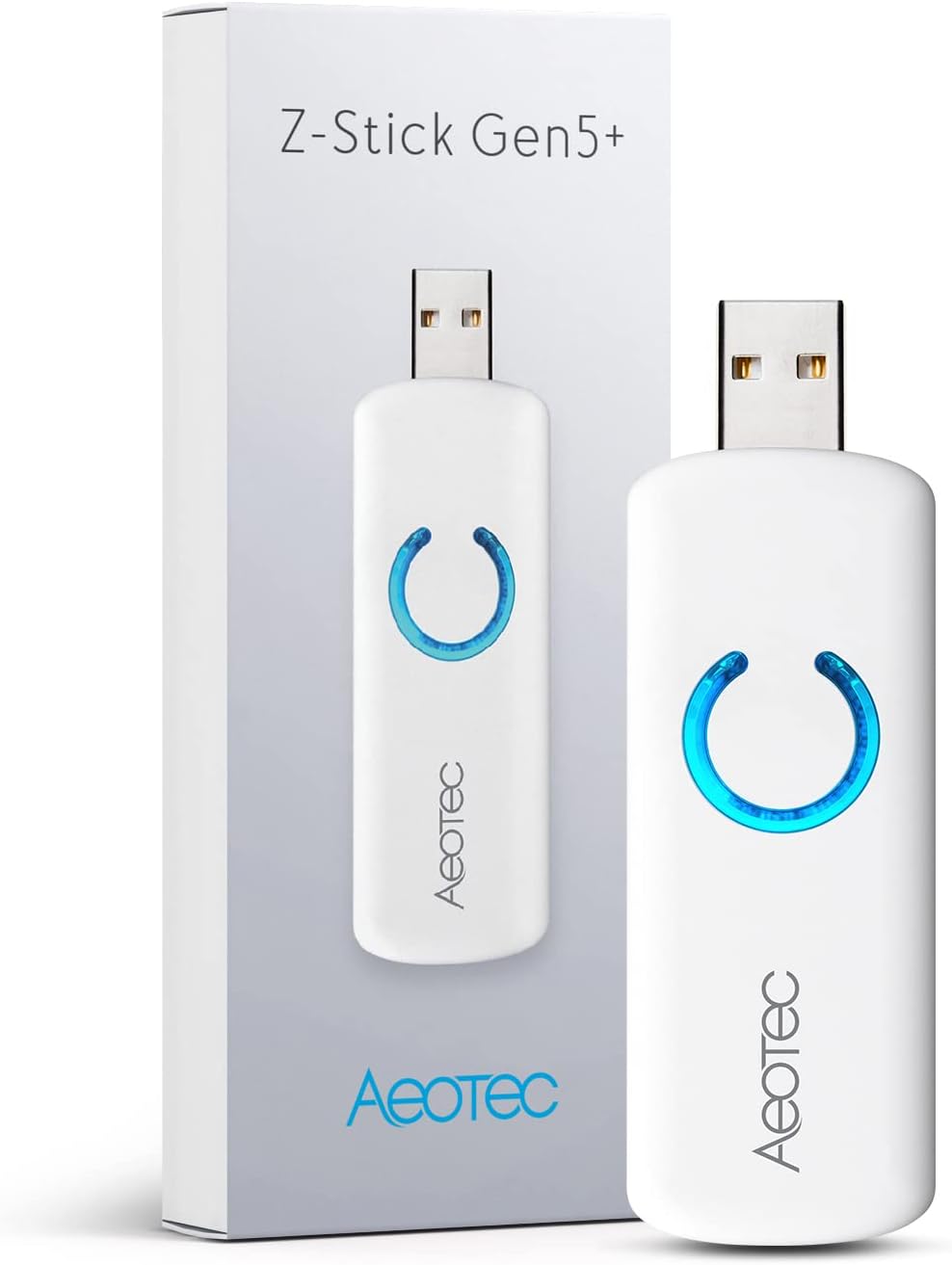 Aeotec Z-Stick Gen5 Plus, Z-wave Plus USB to Create Z-Wave Gateway, Zwave Hub Controller Pro 2020 SmartStart and S2 Enabled, Works with Raspberry Pi 4, Compatible with SmartThings, HomeSeer, White