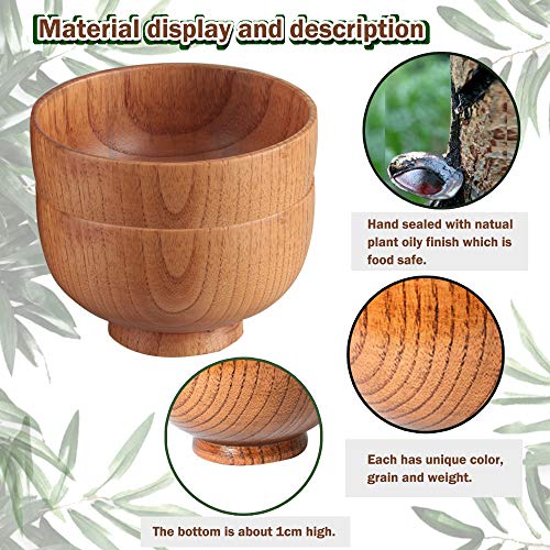Handmade Wood Bowls, Jujube Wooden Japanese Bowls With Matching Spoon For Rice, Soup, Dip, Salad, Tea, Decoration 4 Sets (4 Bowls + 4 Spoons) #TOP2