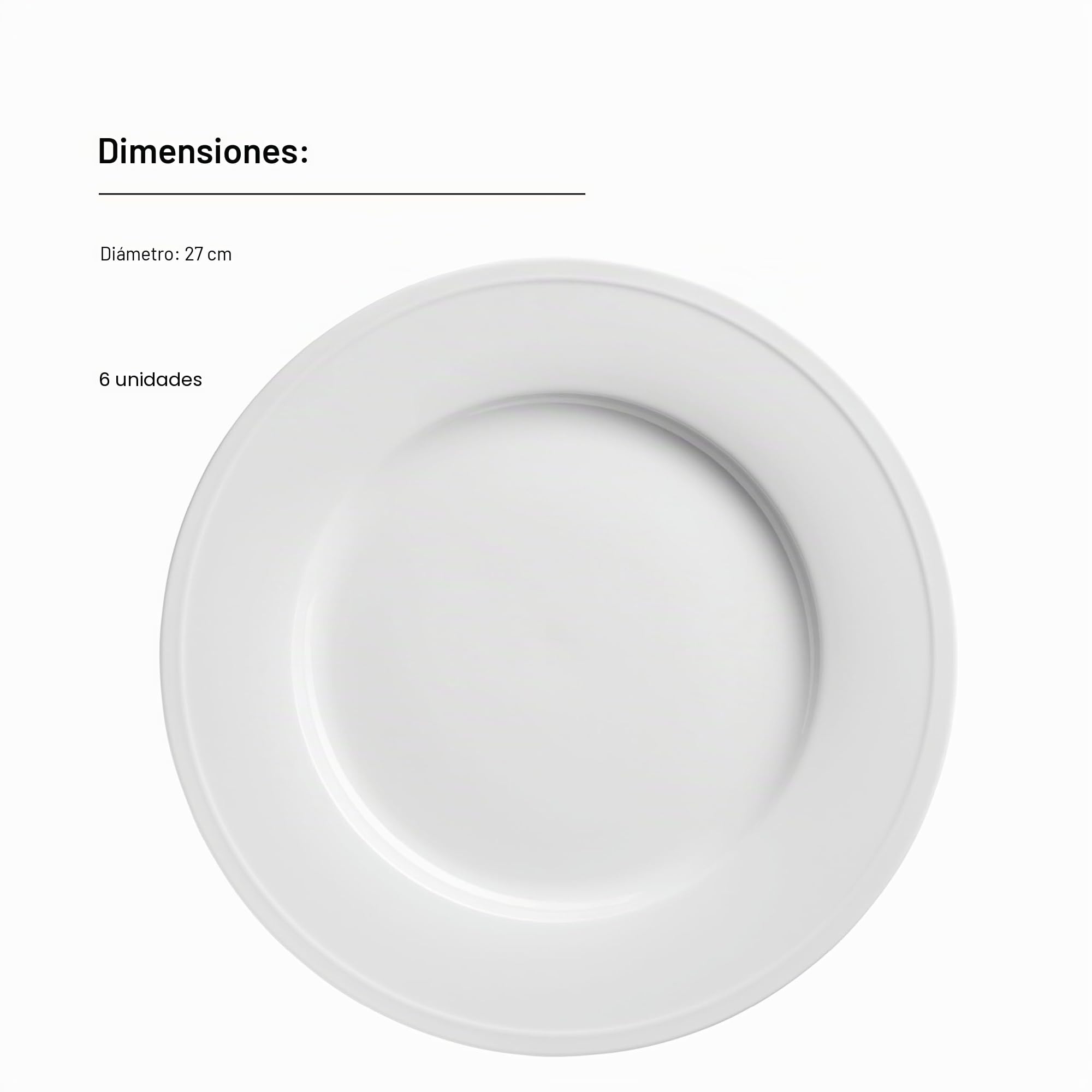 MÄSER Serie Arlona, juego de platos para 6 personas, 6 platos llanos de porcelana, atemporales, elegantes, porcelana, color blanco