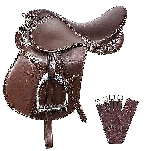 Skora All Purpose English Riding Horse Saddle (Brown, 80 to 105 kg Person)