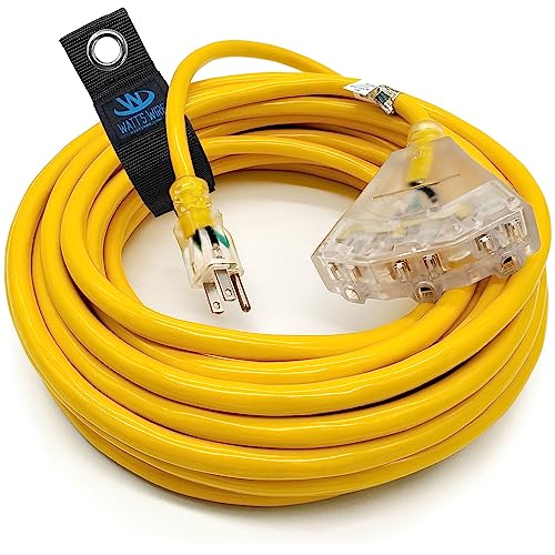 50 ft - 12 Gauge Heavy Duty Extension Cord - 3 Outlet Lighted SJT...