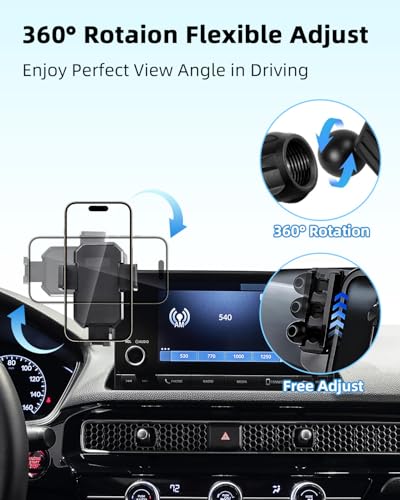 Image of PZK Car Phone Mount for Honda Civic 2022-2025 2026 /Acura Integra 2023-2025 LX /EX /EX-L /Sport /Sport Hybrid /Touring /Si /Type R for 7 /9-Inch Screen 360 Rotation Auto Lock Phone Holder with Storage Box