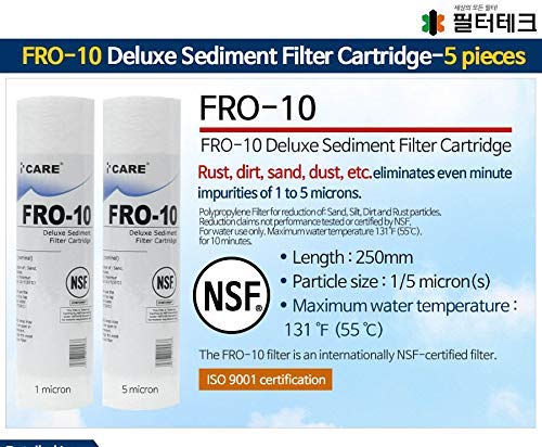 FRO - Lot de 10 cartouches de filtre à sédiments de luxe (5 pièces) 250 mm (1um)