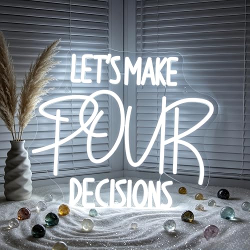 Image of White Neon Sign Led Neon Lights Signs for Wall Decor USB Powered Led Signs for Room Decoration-Let's Make Pour Decisions