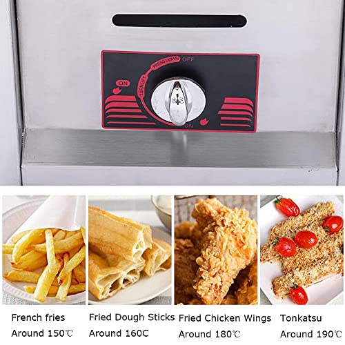 SHENGSHIYU Luftfritteuse Multifunktionale Gewerbliche Doppelzylinder-hähnchenfritteuse, Fritteuse, Gewürzfritteuse, Temperaturgesteuerte Luftfritteuse, 20 L,56.5×47.5×43CM – Bild 4