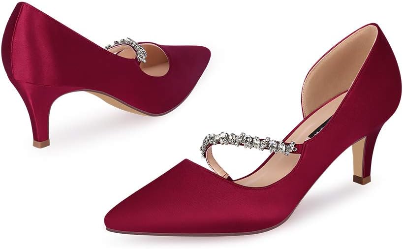 ERIJUNOR Women Mid Kitten Heels Closed Pointy Toe D’Orsay Pumps Wedding Party Shoes - Image 8