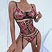 Sexy Corset Lingerie Set 2023 Women Fashion Mesh Lingerie Print Lingerie Three Piecese Set Sexy Underwear