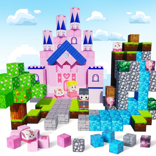 Magnetic Blocks, 130PCS Build 3D Magnet World Set, Magnetic Tiles...