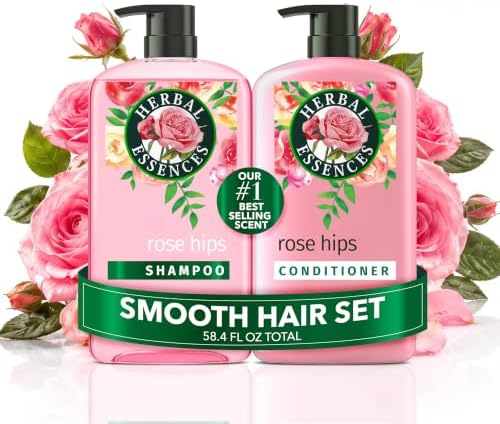 Herbal Essences Shampoo & Conditioner Set, Rose Hips - Smooth Collection, Paraben-Free, Color-Safe, Shiny Hair with Jojoba & Vitamin E, 29.2 Fl Oz Each, 2-Pack
