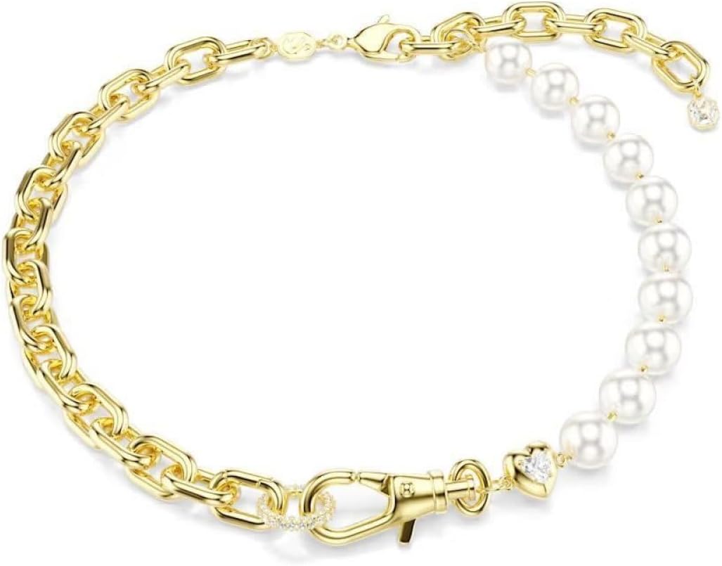 Collar chapado en oro con perlas de cristal Swarovski Idyllia