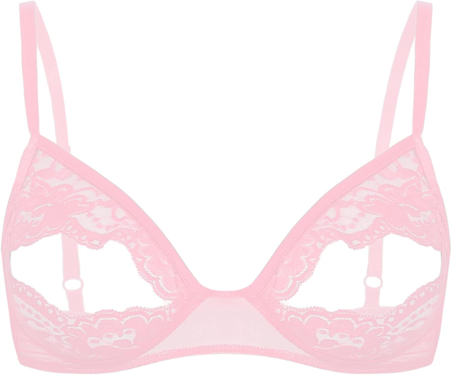 Womens Sheer Lace Hollow Out Bra Bralette Adjustable Spaghetti Straps Bustier Lingerie Bra