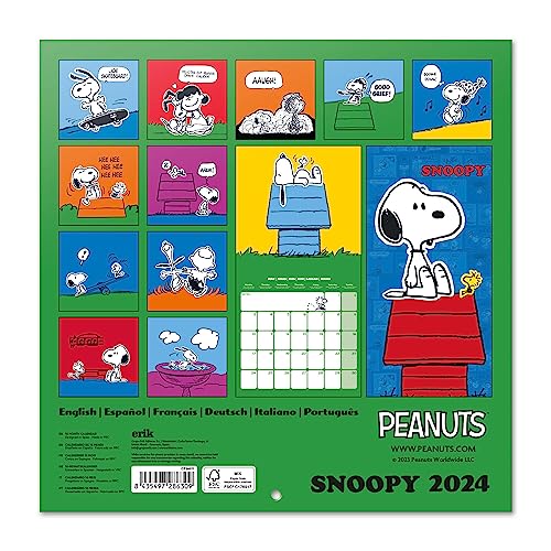 Grupo Erik Snoopy Wall Calendar 2024 12" x 12", 12 x 12 inches - Image 3