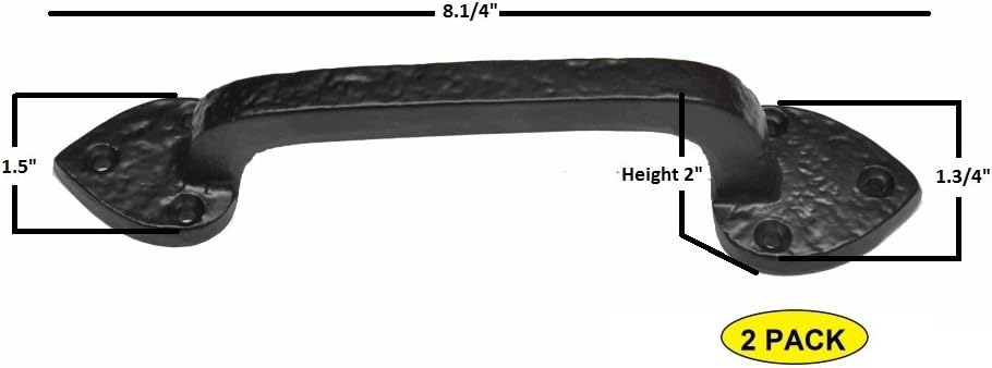 A29 Black Door Handle Pull, Heavy Duty Long Kitchen Cabinet Handles, Antique Cabinet Pulls, Door Handles, Closet Handle, Gate Cast Iron Finish,