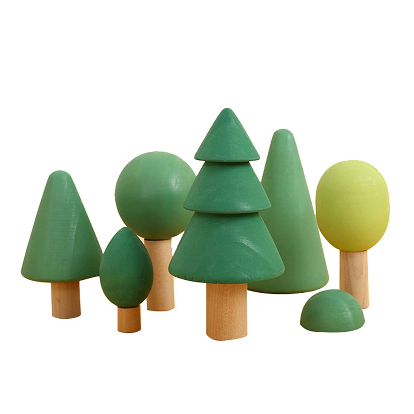 7 Piezas Bloques de Madera Apilables Juguetes Educativos Juego de Aprendizaje para Niños Forma de Material Infantil Función Decorativa Adecuado, Verde
